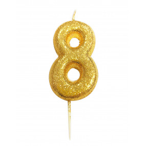 Vela Nº8 Dourada Glitter